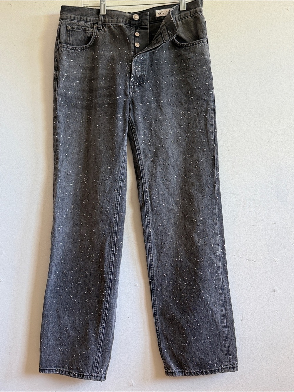 Zara Black Embellished High-Waist Jeans size U.S. 6